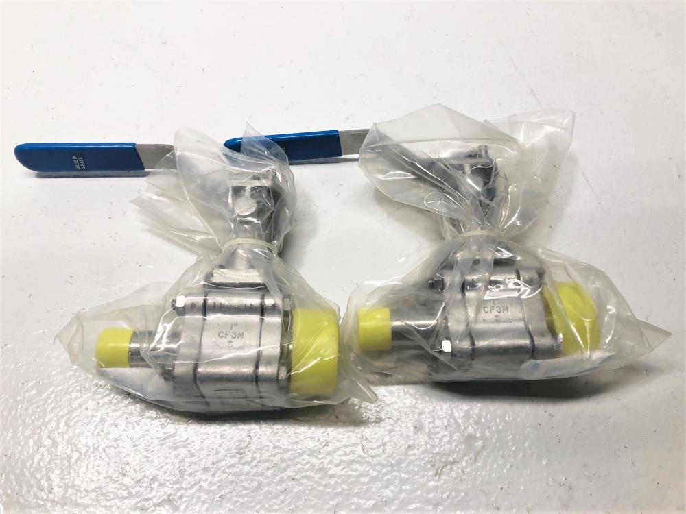 Lot of (2) Habonim 1" Clamp x 1" Weld Sanitary Ball Valve, Extended, Stainless